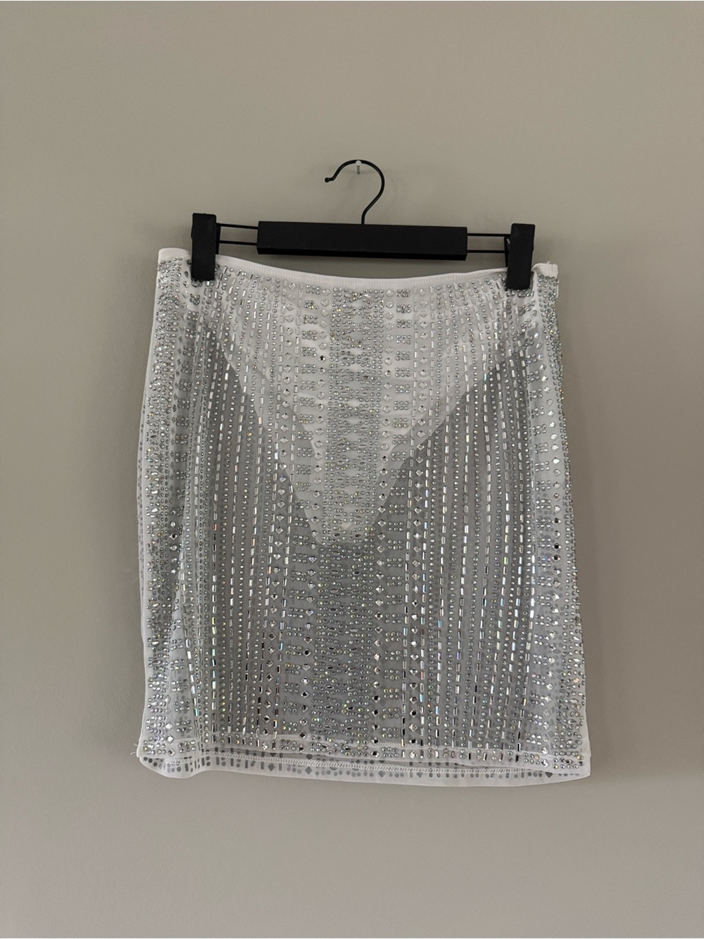 12th Tribe White Sequin Mini Skirt